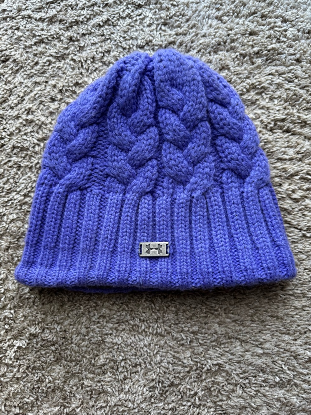 Under Armour Purple Cable Knit Fleece Lined Beanie One Size